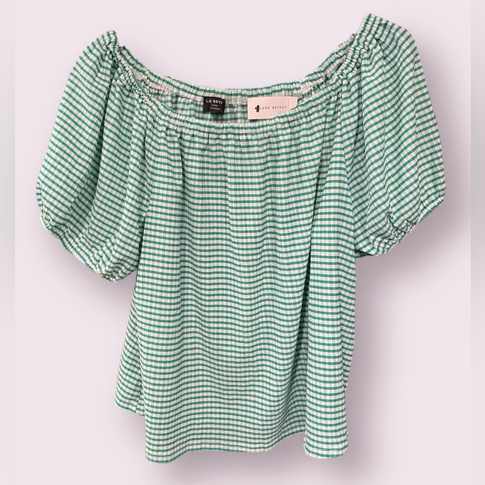 Lane Bryant 22 24 Top NWT Green/White